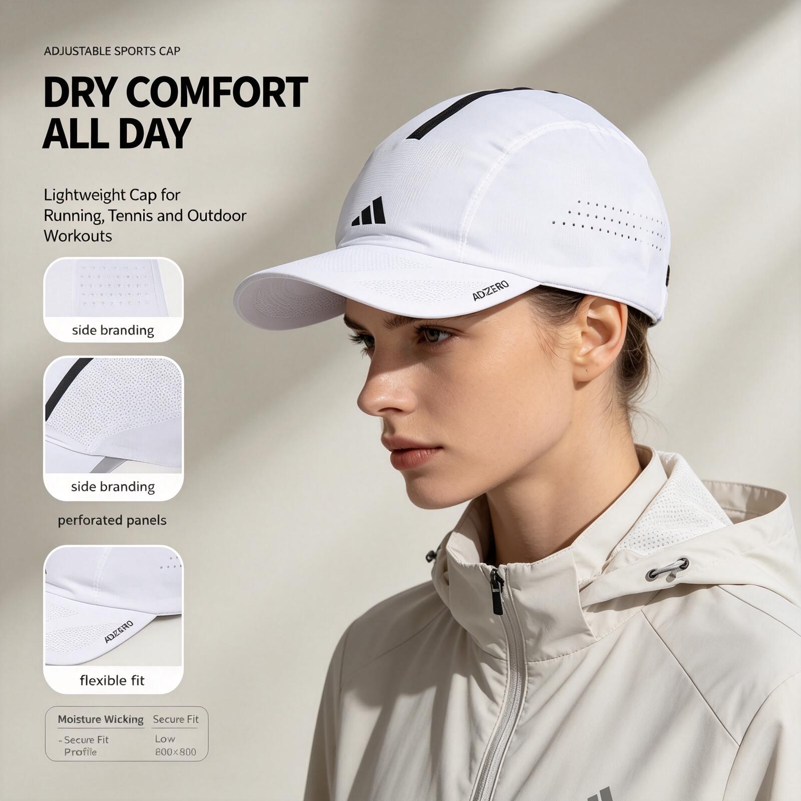 Running Cap Lightweight - アディダス ホワイト ランニングキャップ 軽量 通気性 スポーツハット