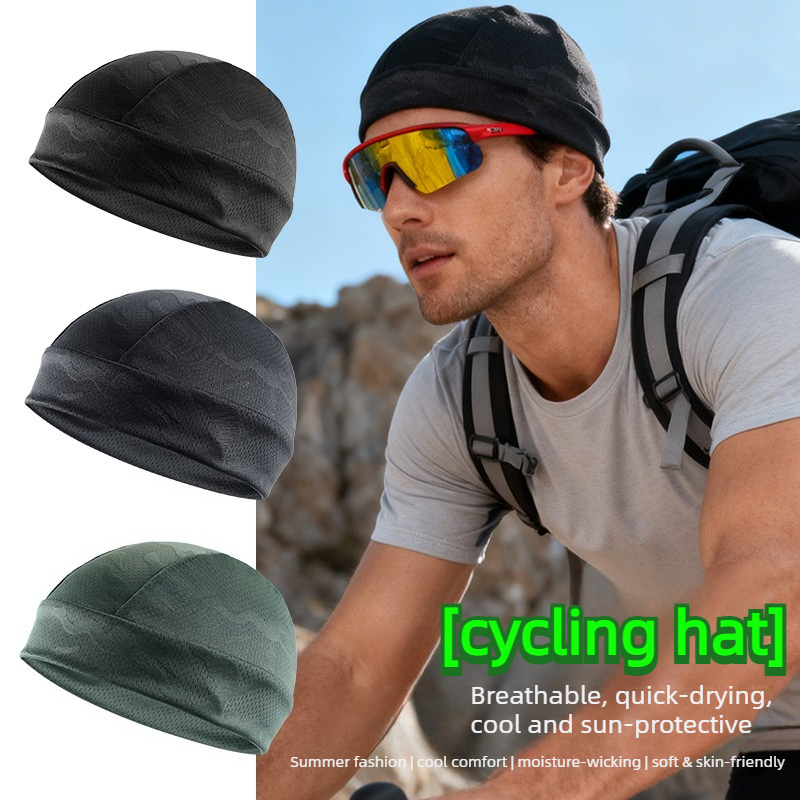 Skull Cap Helmet Liner - 夏用アイスシルクスカルキャップ、薄くて通気性のある速乾性サイクリングヘルメットライナー、メッシュアウトドアスポーツビーニー