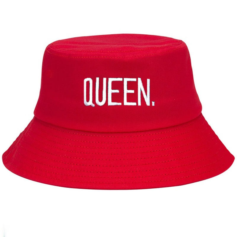Bucket Hat Cotton - カスタマイズ可能なクイーン刺繍入りバケットハット、ニューカップルレターヒップホップスタイルハット、アウトドアカジュアルコットンファッションフィッシングサンハットギフト