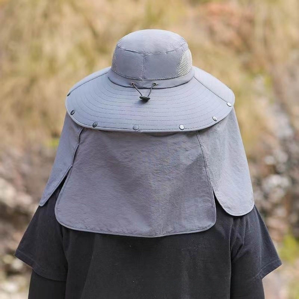 Bucket Hat Cotton - 取り外し可能な布製メンズサンハット大きなつばネック保護女性用バイザーキャップストラップ付き日焼け止めサマーバケットハット女性用
