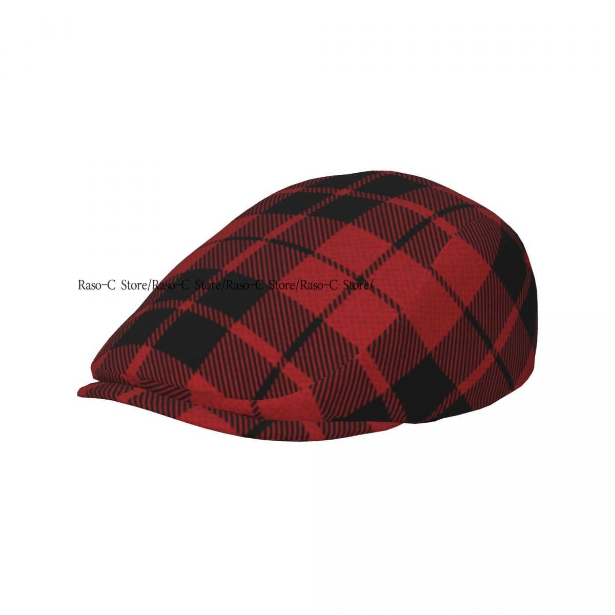 Newsboy Cap Ivy - 大人用フラットキャップ 赤い格子柄タータンプリント ユニセックス ブリティッシュスタイル ニュースボーイキャップ アイビーピークハット
