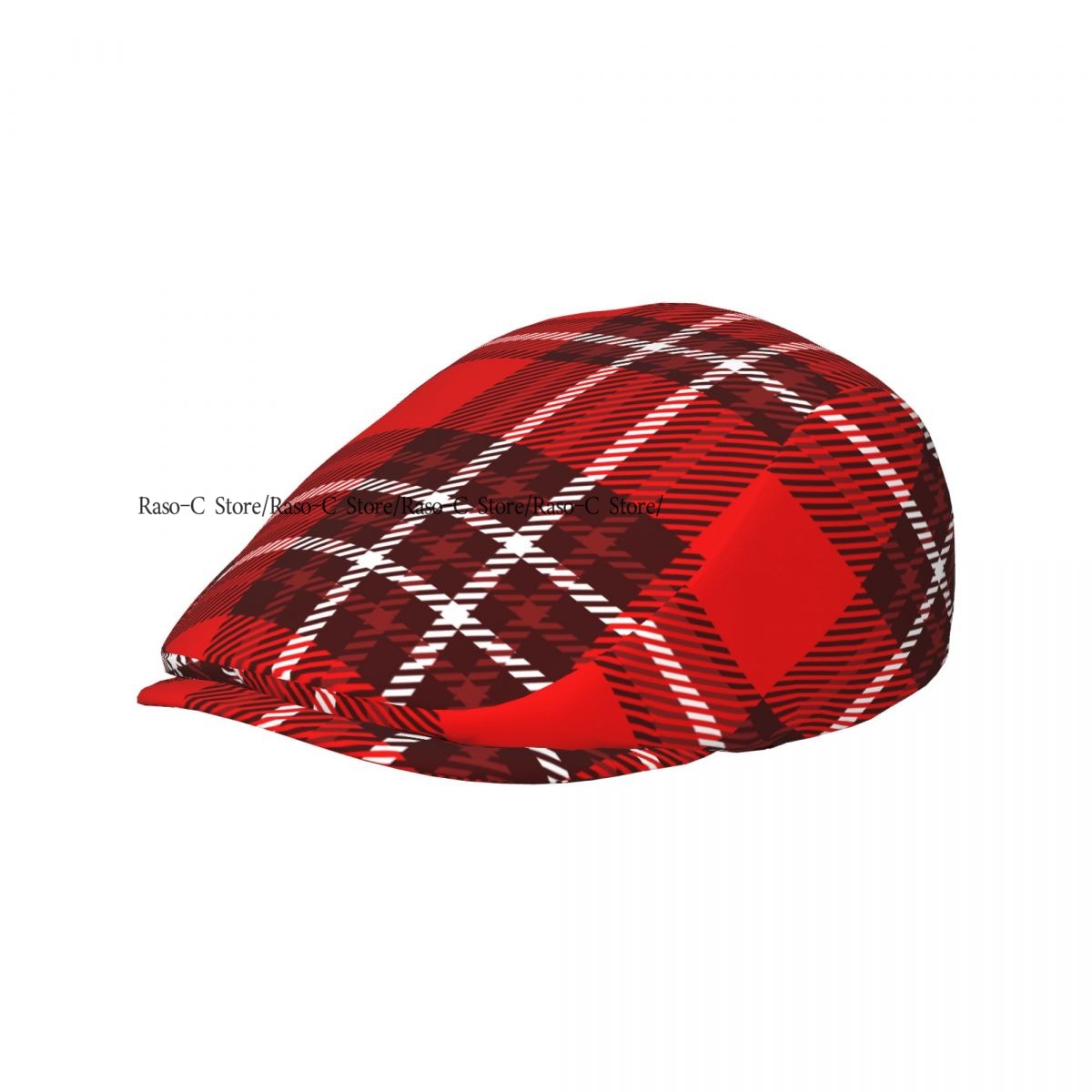 ユニセックス大人用フォワードピークキャップ、赤と白の格子柄、 - Newsboy Cap Ivy のレビューと価格
