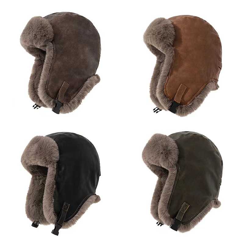 メンズ冬用レトロレザーハット トラッパー アビエーター トロ - Trapper Hat Ear Flap のレビューと価格
