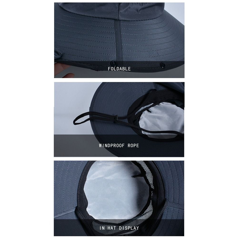 シンプルな布製男性用サンハット、ネックプロテクション付き、取 - Bucket Hat Cotton のレビューと価格
