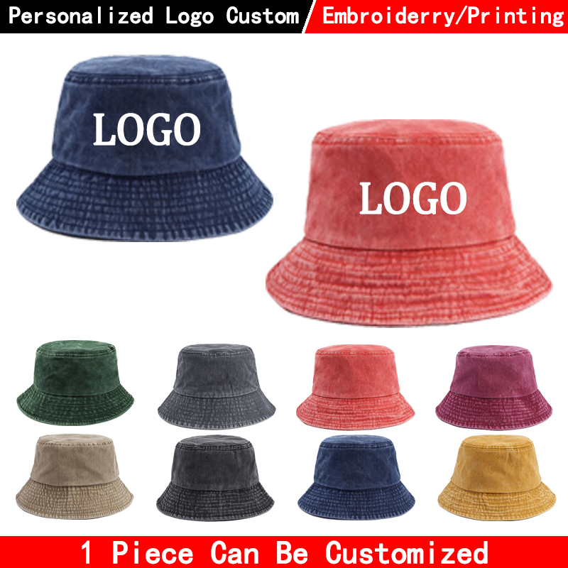 カスタムロゴ入りデニムバケットハット ファッションウォッシュ - Bucket Hat Cotton のレビューと価格