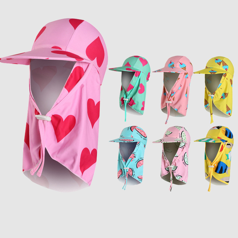 子供用日よけ水泳帽、つば広UVカットサンハット、ネックカバー - Sun Hat Wide Brim のレビューと価格