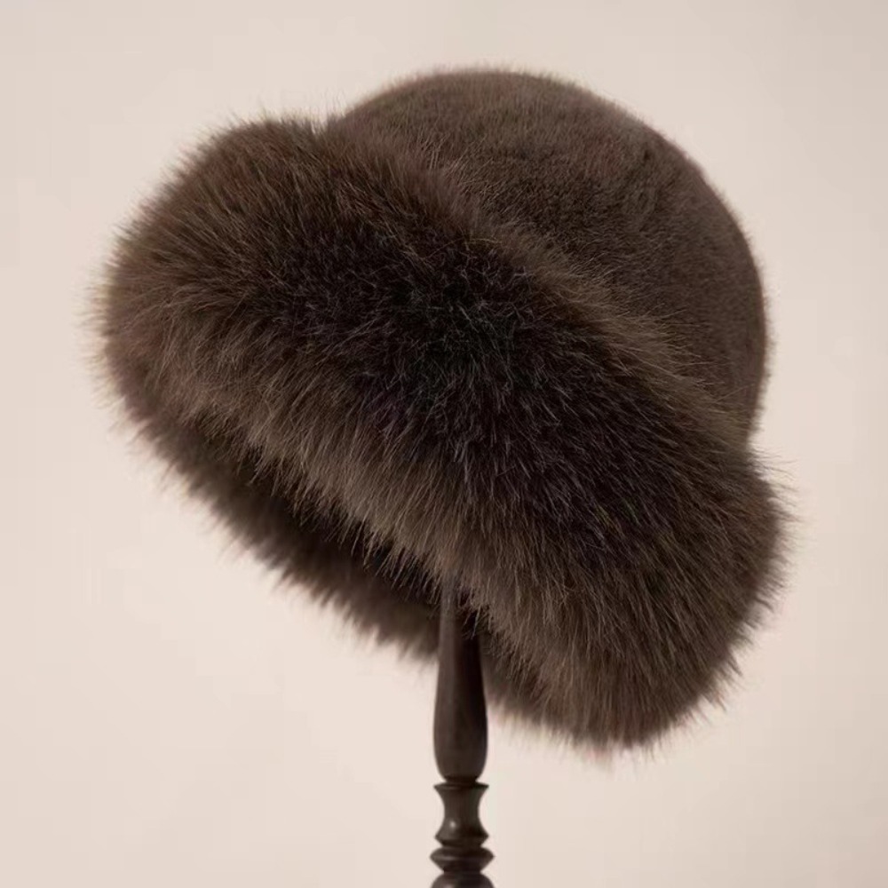 女性のためのふわふわの毛皮のバケツの帽子,厚いパナマキャップ - Bucket Hat Cotton のレビューと価格