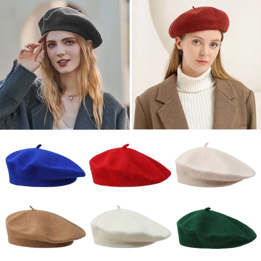 ユニセックスウールベレー帽,フレンチスタイル,兵士の帽子,ユ - Beret French Wool のレビューと価格